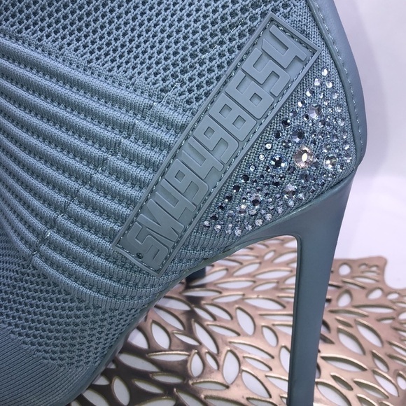 Steve Madden Baby Blue Maxwell Stiletto Point Toe Sock Booties Size 7 - Picture 4 of 10